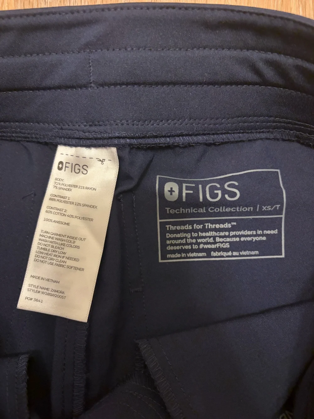 FIGS Zamora Women’s Navy Jogger Scrub Pants XS/T Zip Pocket Technical